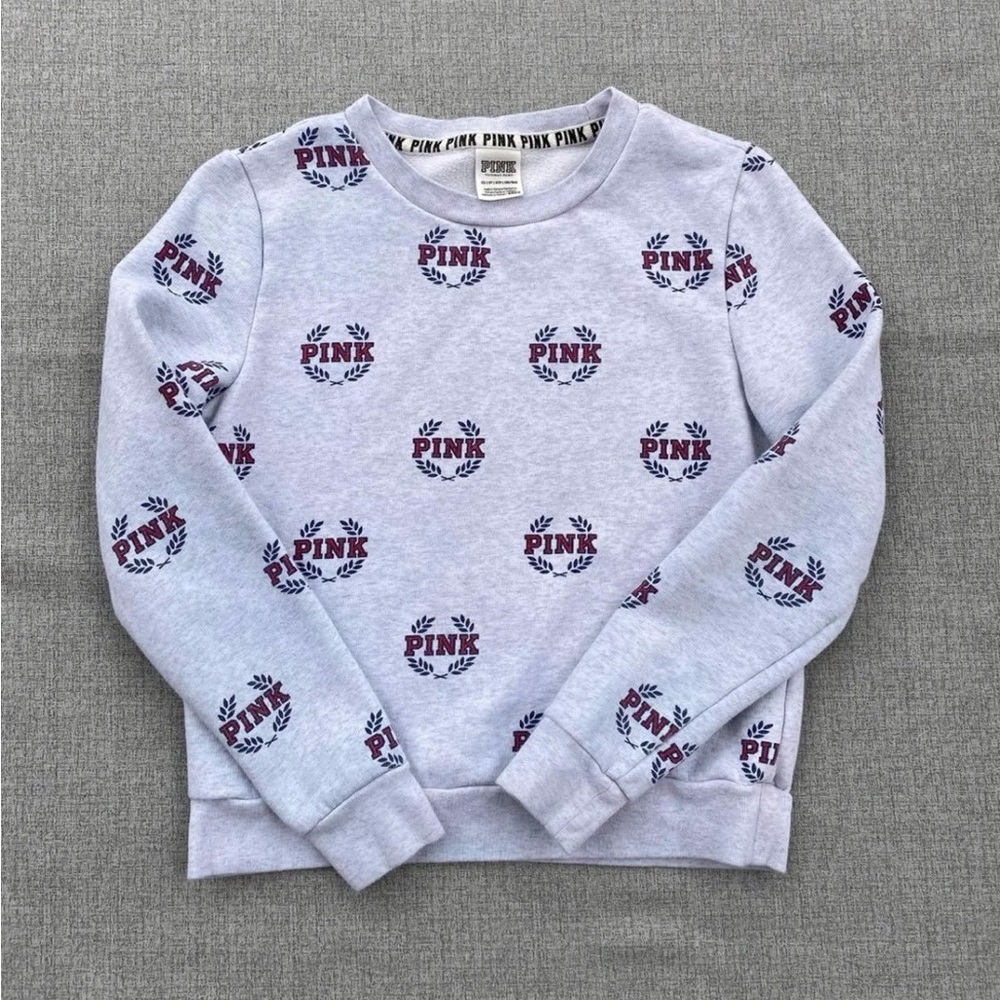 Pink Logo Gray Sweatshirt